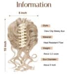 Ποστίς Κότσος συνθετική τρίχα υψηλής ποιότητας με αφέλειες και  κλάμερ τοποθέτησης- Σκούρο Ξανθό σαντρέ - Image 2