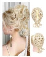 Ποστίς Κότσος συνθετική τρίχα υψηλής ποιότητας με αφέλειες και  κλάμερ τοποθέτησης- Ανοιχτό Ξανθό πλατινέ - Image 2