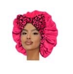 Γυναικείο Υφασμάτινο  Μαλακό Τουρμπάνι  μαλλιών Ύπνου Bonnet Leopard Fucshia