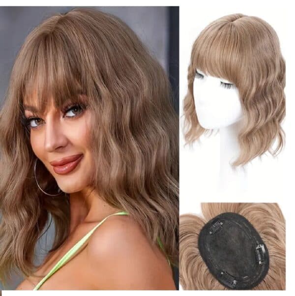 Γυναικείο Topper Τουπέ κορυφής μαλλιών με κλιπ  - Καστανό ανοιχτό 14 inches - Image 2