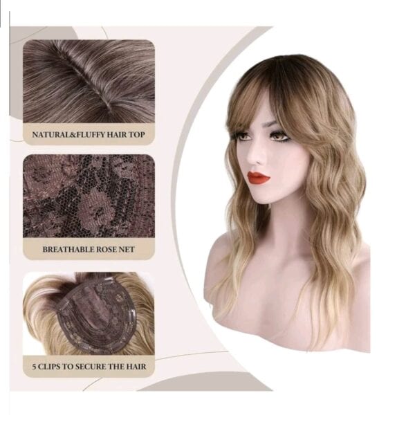 Γυναικείο Topper Τουπέ κορυφής μαλλιών με κλιπ μεγάλης επιφάνειας - Ombre Καστανόξανθο 18 inches - Image 4