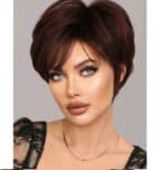 Γυναικεία περούκα σε Κόκκινο σκούρο violet  χρώμα με αφέλειες συνθετική υψηλής ποιότητας 10 inches - Image 2