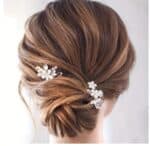 Σετ Νυφική φουρκέτα 2 τμχ με κρύσταλλα flowers σε ασημί χρώμα - Image 4