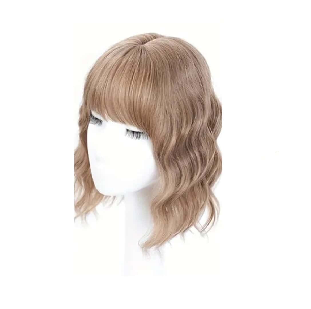 topper-light-brown-curly Γυναικείο Topper Τουπέ κορυφής μαλλιών με κλιπ - Καστανό ανοιχτό 14 inches - Image 1