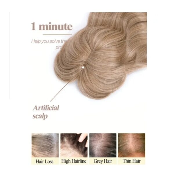 Γυναικείο Topper Τουπέ κορυφής μαλλιών με κλιπ  - Καστανό ανοιχτό 14 inches - Image 3