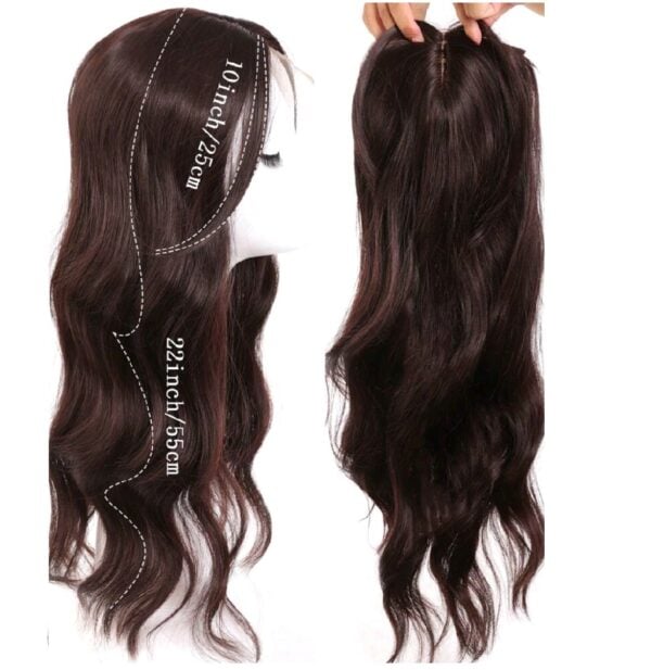 Γυναικείο Topper Τουπέ κορυφής μαλλιών με κλιπ μεγάλης επιφάνειας Lace Front -Καστανό σκούρο 22 inches - Image 4