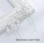 Σετ Νυφική φουρκέτα 2 τμχ με κρύσταλλα flowers σε ασημί χρώμα - Image 2