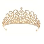 Νυφική Κορώνα- Τιάρα με κρύσταλλα χρυσό χρώμα ύψους 6 cm