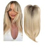 Γυναικείο Topper Τουπέ κορυφής μαλλιών με κλιπ μεγάλης επιφάνειας - Ξανθό σκούρο με σκούρη ρίζα 22 inches - Image 2