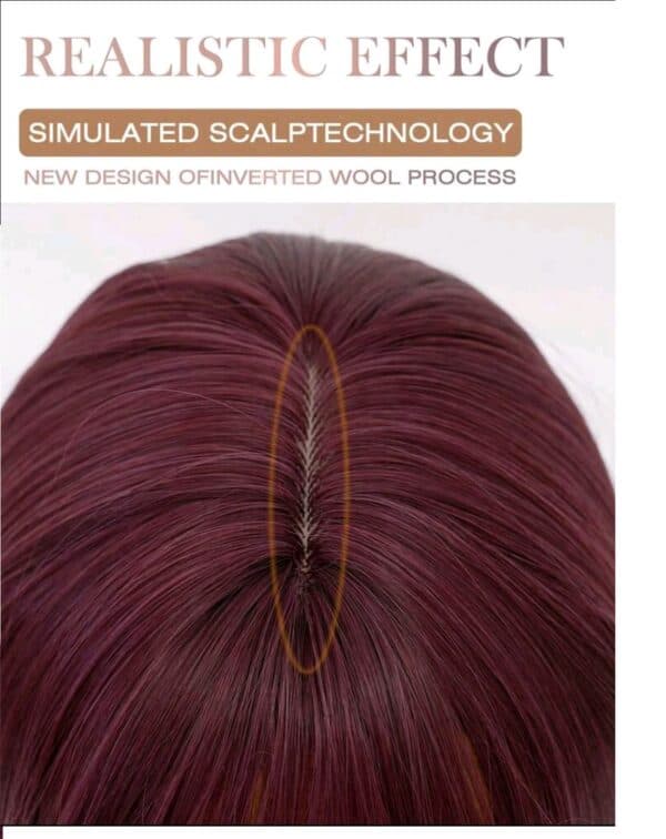 Γυναικεία περούκα σε Κόκκινο σκούρο violet  χρώμα  συνθετική υψηλής ποιότητας 12 inches - Image 6