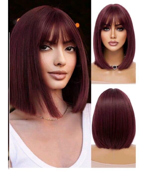 Γυναικεία περούκα σε Κόκκινο σκούρο violet  χρώμα  συνθετική υψηλής ποιότητας 12 inches - Image 2