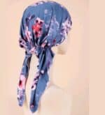 Γυναικείο Υφασμάτινο  Μαλακό Τουρμπάνι  μαλλιών Flowers blue long ( Μπλε) - Image 2