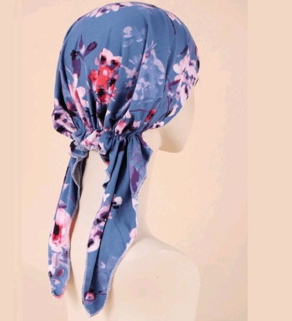 Γυναικείο Υφασμάτινο  Μαλακό Τουρμπάνι  μαλλιών Flowers blue long ( Μπλε) - Image 2