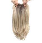 Γυναικείο Topper Τουπέ κορυφής μαλλιών με κλιπ μεγάλης επιφάνειας με Lace Front (διαφάνεια )- Ξανθό με σκούρη ρίζα 19 inches