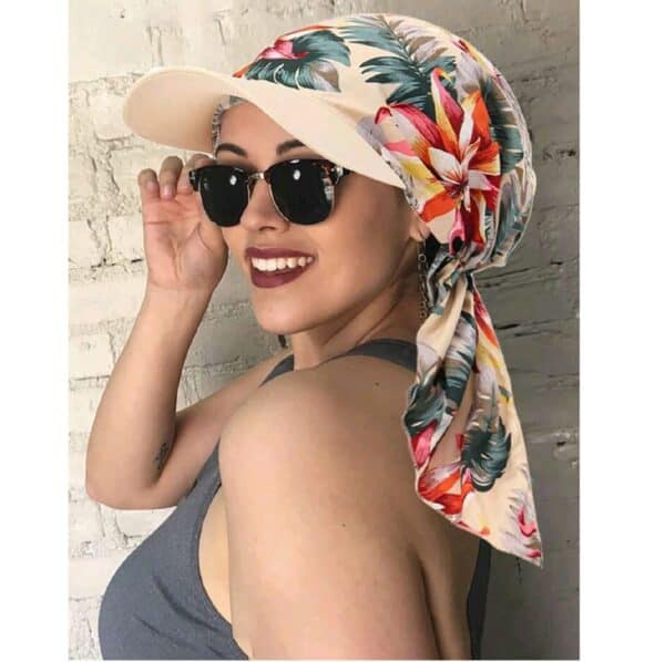 Γυναικείο Υφασμάτινο  Μαλακό Τουρμπάνι Καπέλο μαλλιών Beige Tropical( μπεζ) - Image 2