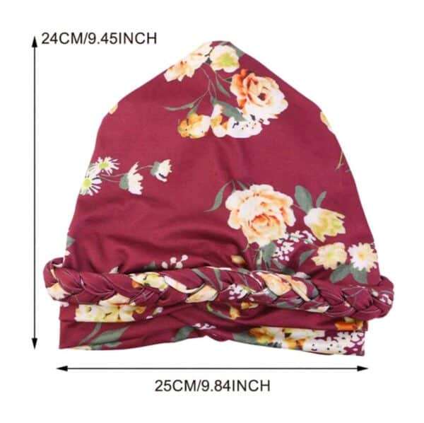 Γυναικείο Υφασμάτινο  Μαλακό Τουρμπάνι  μαλλιών Braid Bordeaux Flowers - Image 3