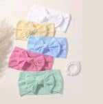 Σετ 5τμχ Παιδική- Βρεφική Μαλακή κορδέλα με  φιόγκο  0-8 χρονών summer colours - Image 2