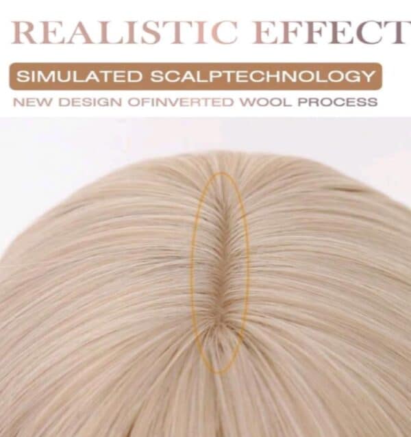 Γυναικεία περούκα σε Ξανθό ανοιχτό χρώμα συνθετική υψηλής ποιότητας 12 inches - Image 3