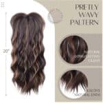 Γυναικείο Topper Τουπέ κορυφής μαλλιών με κλιπ μεγάλης επιφάνειας - Καστανό με ανταύγειες 20 inches - Image 7