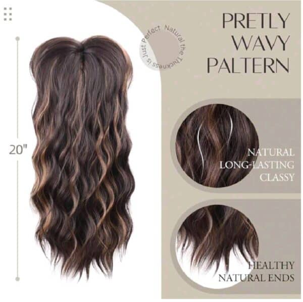 Γυναικείο Topper Τουπέ κορυφής μαλλιών με κλιπ μεγάλης επιφάνειας - Καστανό με ανταύγειες 20 inches - Image 7