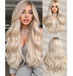 Γυναικεία περούκα curly σε Ξανθό silver χρώμα συνθετική υψηλής ποιότητας 26 inches - Image 2
