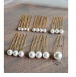 Νυφικό Σετ 18 τμχ Φουρκέτα Λευκή Πέρλα διάφορα μεγέθη σε χρυσό χρώμα - Image 2