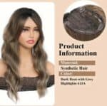 Γυναικείο Topper Τουπέ κορυφής μαλλιών με κλιπ μεγάλης επιφάνειας - Brown/grey Ανταύγειες 18 inches - Image 3