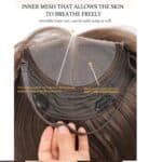 Topper- Τουπέ κορυφής με κλιπ μεγάλης επιφάνειας  με lace front (αόρατη εφαρμογή)- Μαύρο χρώμα 16 inches - Image 4