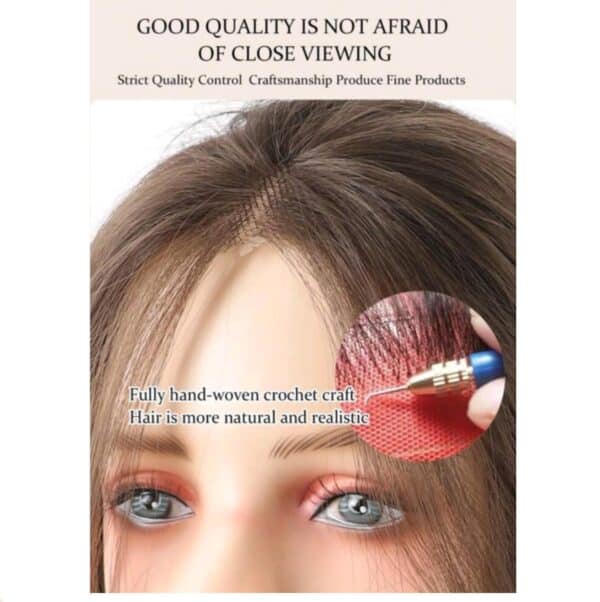 Topper- Τουπέ κορυφής με κλιπ μεγάλης επιφάνειας  με lace front (αόρατη εφαρμογή)- Μαύρο χρώμα 16 inches - Image 6