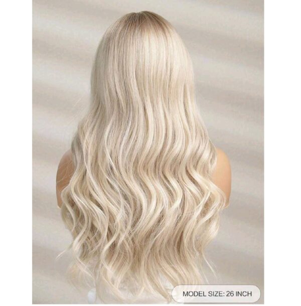 Γυναικεία περούκα curly σε Ξανθό silver χρώμα συνθετική υψηλής ποιότητας 26 inches - Image 3