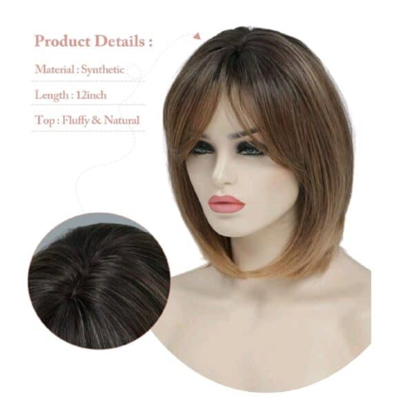 Γυναικείο Topper Τουπέ κορυφής μαλλιών με κλιπ μεγάλης επιφάνειας με Lace Front (διαφάνεια ) - Καστανό Ombre 12 inches - Image 3
