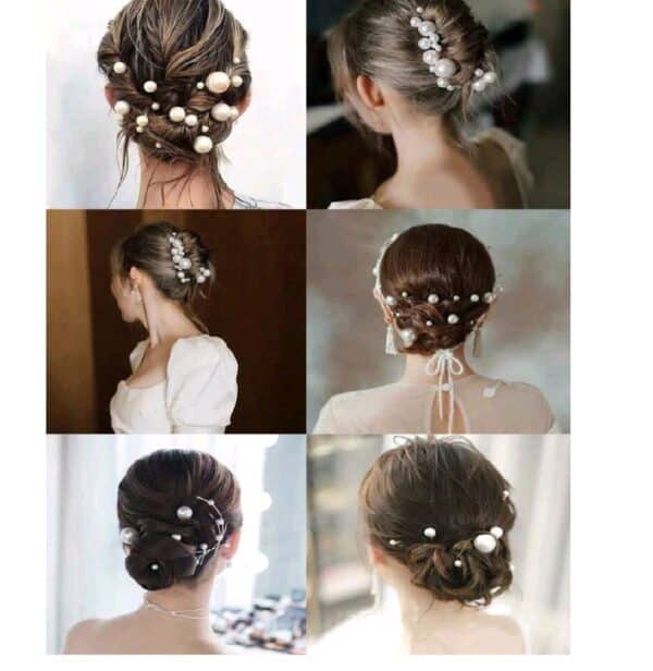 Νυφικό Σετ 18 τμχ Φουρκέτα Λευκή Πέρλα διάφορα μεγέθη σε χρυσό χρώμα - Image 4