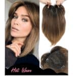 Γυναικείο Topper Τουπέ κορυφής μαλλιών με κλιπ μεγάλης επιφάνειας με Lace Front (διαφάνεια ) - Καστανό Ombre 12 inches - Image 2