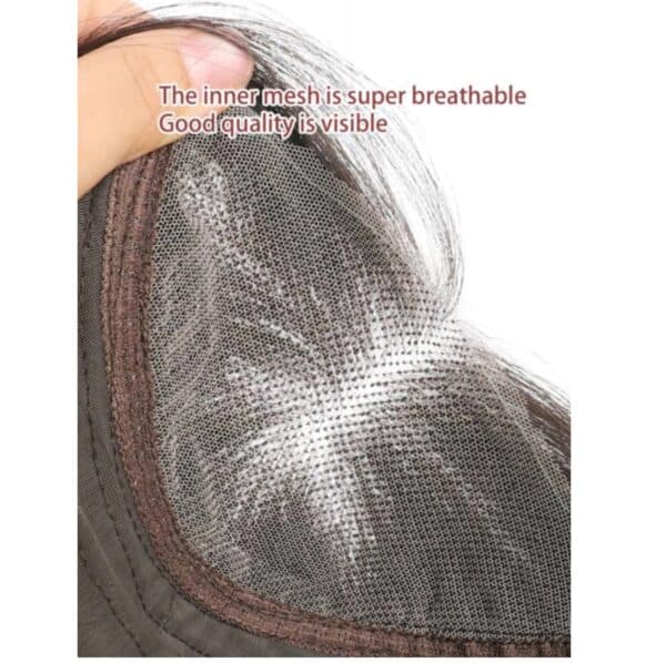 Topper- Τουπέ κορυφής με κλιπ μεγάλης επιφάνειας  με lace front (αόρατη εφαρμογή)- Μαύρο χρώμα 16 inches - Image 5