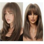 Γυναικεία περούκα σε καστανό χρώμα  συνθετική υψηλής ποιότητας 18 inches - Image 2