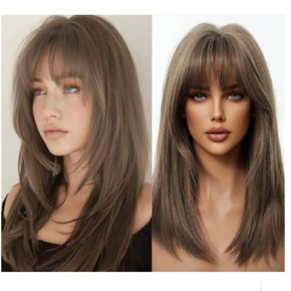 Γυναικεία περούκα σε καστανό χρώμα  συνθετική υψηλής ποιότητας 18 inches - Image 2