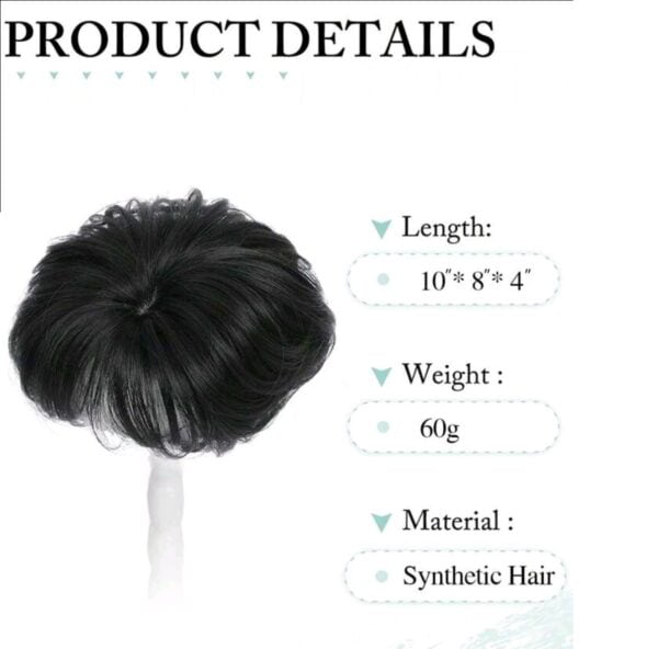 Topper- Τουπέ κορυφής με κλιπ μεγάλης επιφάνειας με φυσική τρίχα - Μαύρο χρώμα 18inches - Image 4
