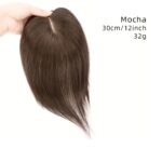 Γυναικείο Topper Τουπέ κορυφής μαλλιών από φυσική τρίχα με κλιπ 9x9 - Καστανό Mocka Brown 12 inches - Image 3
