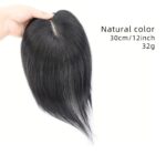 Topper- Τουπέ κορυφής με κλιπ μεγάλης επιφάνειας με φυσική τρίχα - Μαύρο χρώμα 12 inches - Image 2