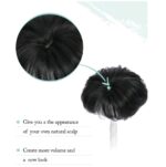 Topper- Τουπέ κορυφής με κλιπ μεγάλης επιφάνειας με φυσική τρίχα - Μαύρο χρώμα 18inches - Image 2