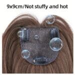 Topper- Τουπέ κορυφής με κλιπ μεγάλης επιφάνειας με φυσική τρίχα - Μαύρο χρώμα 12 inches - Image 3