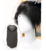 Topper- Τουπέ κορυφής με κλιπ μεγάλης επιφάνειας  με lace front (αόρατη εφαρμογή)- Μαύρο χρώμα 16 inches - Image 2