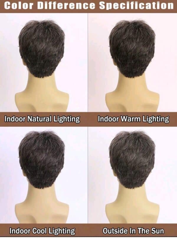 Ανδρική Περούκα συνθετική υψηλής ποιότητας καστανό-γκρι χρώμα 10 inches - Image 3