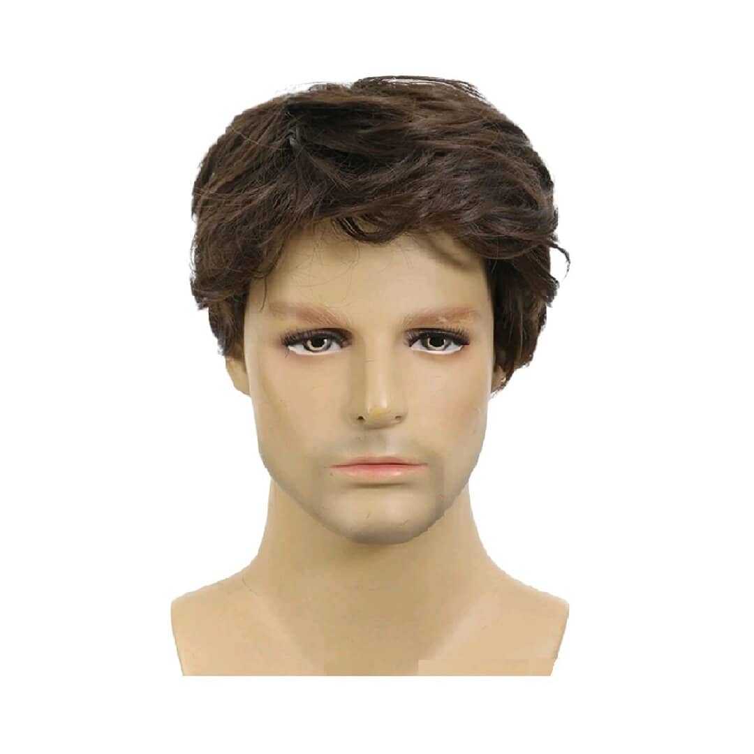 man-wig-hair-fashion-brown Ανδρική Περούκα συνθετική υψηλής ποιότητας καστανό χρώμα 8 inches - Image 1