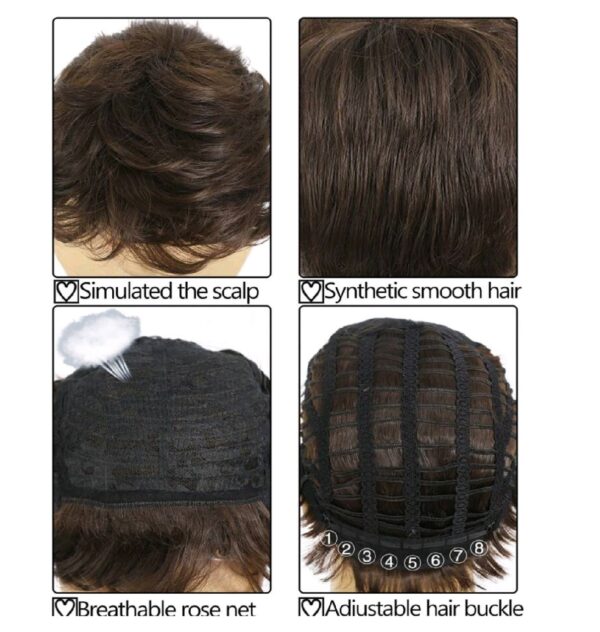 Ανδρική Περούκα συνθετική υψηλής ποιότητας καστανό χρώμα 8 inches - Image 4