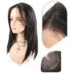 Topper- Τουπέ κορυφής με κλιπ μεγάλης επιφάνειας  με lace front (αόρατη εφαρμογή)- Μαύρο χρώμα 16 inches