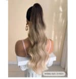 Ποστίς Αλογοουρά curly Ponytail συνθετική τρίχα υψηλής ποιότητας με κλάμερ- Ξανθό Ombre χρώμα 24 inches - Image 2