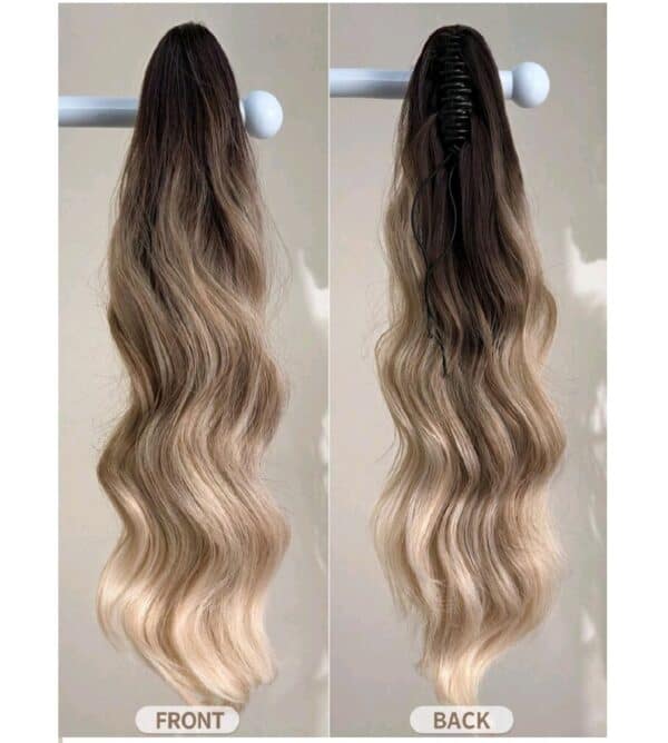 Ποστίς Αλογοουρά curly Ponytail συνθετική τρίχα υψηλής ποιότητας με κλάμερ- Ξανθό Ombre χρώμα 24 inches - Image 3