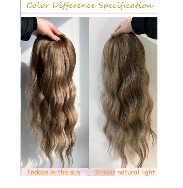 Γυναικείο Topper Τουπέ κορυφής μαλλιών με κλιπ μεγάλης επιφάνειας με Lace Front (διαφάνεια ) - Καστανό με ξανθές ανταύγειες 20 inches - Image 3