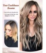 Γυναικείο Topper Τουπέ κορυφής μαλλιών με κλιπ μεγάλης επιφάνειας με Lace Front (διαφάνεια ) - Καστανό με ξανθές ανταύγειες 20 inches - Image 4